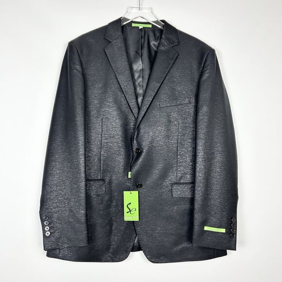 NWT Salvatore Exte Men's Two Button Sport Coat Suit Jacket Black Formal Size 46R